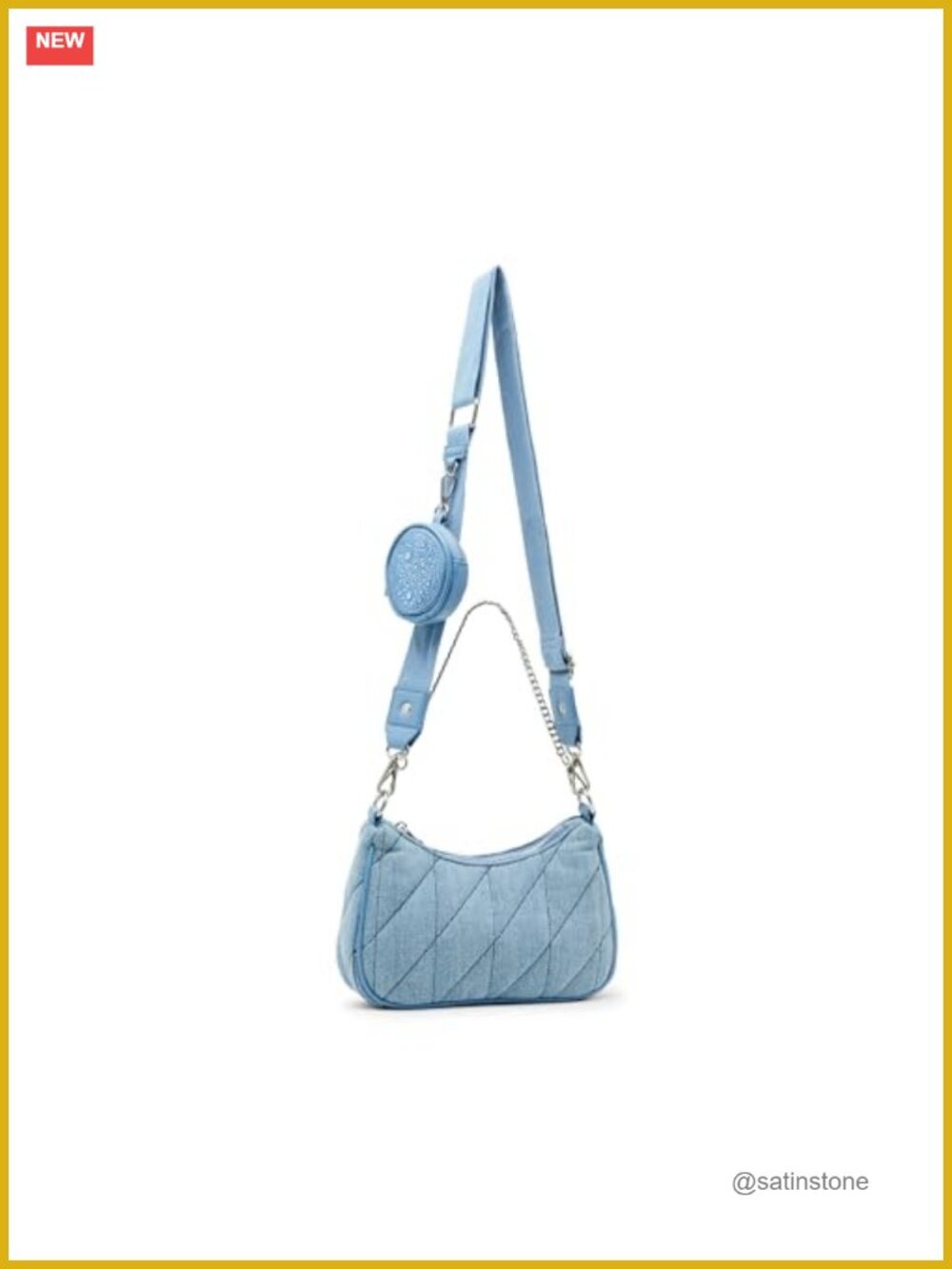 Denim Shoulder Bag Adjustable Crossbody Hobo Sleek Spacious Everyday Purse